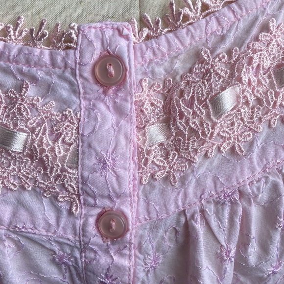 Vintage Pink Lace Trim Chemise - Picture 9 of 11